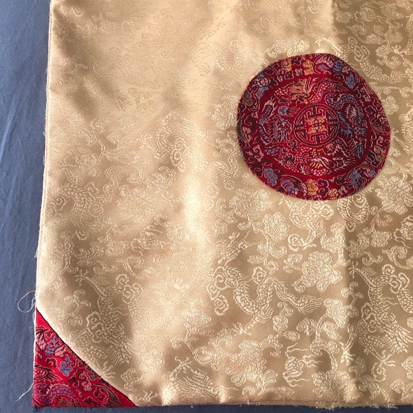 Set of 2 - 16in Square Chinese Style Gold Red Brocade Pillow Covers - Picture 16 of 16